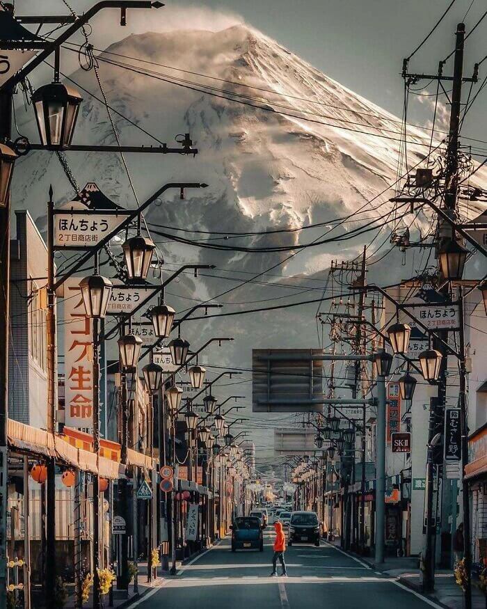 Mount Fuji And The Tiny Town