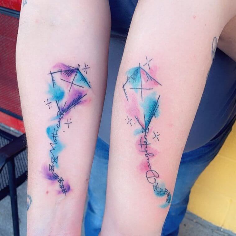 Flying High With Matching Kite Tattoos
