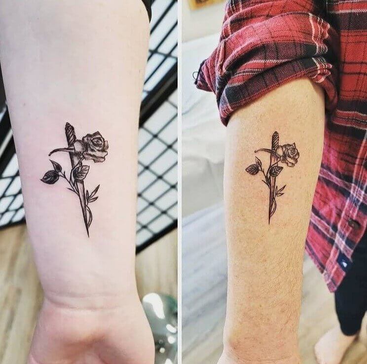 This Mom and Her Child Choose a Rose and Dagger Tattoo to Symbolize Their Lives