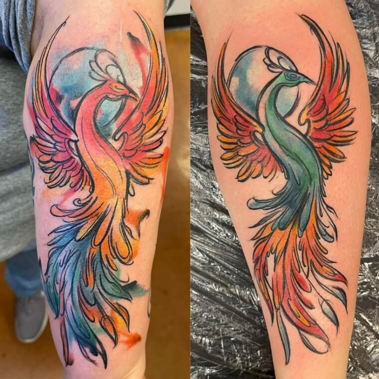 This Phoenix Tattoo Tells the World That This Duo Has Survived in the Face of Adversity